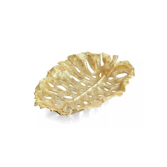 Michael Aram Monstera Leaf Gold Centerpiece - Picture 1 of 3